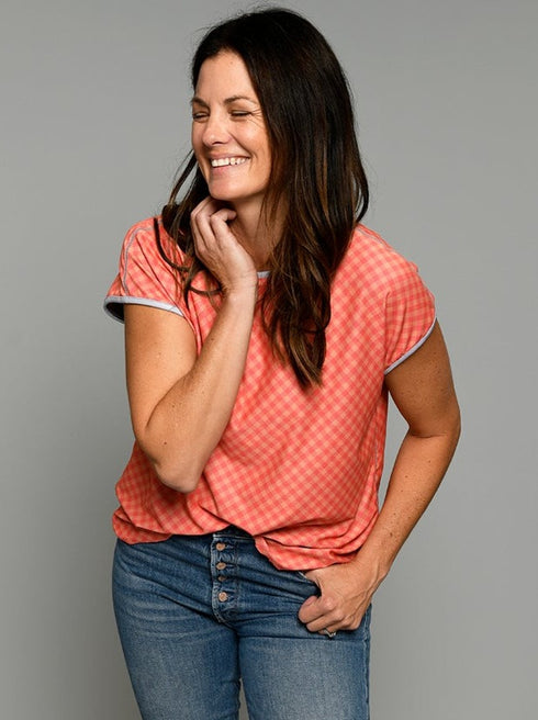 The Relaxed Tee - Floral / Mini Gingham